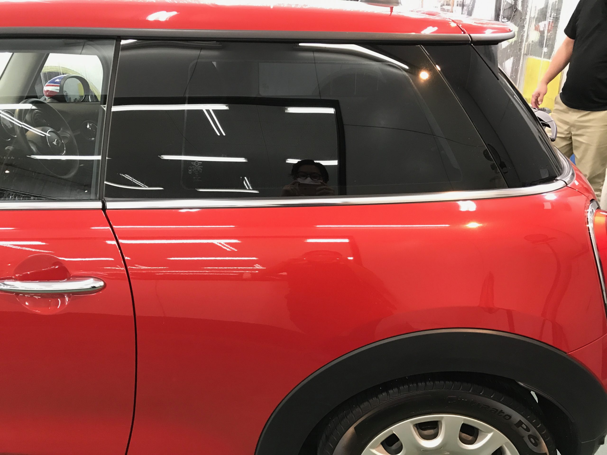 MINI・３ドア：カーフィルム施工後：リアサイドガラス左側正面
