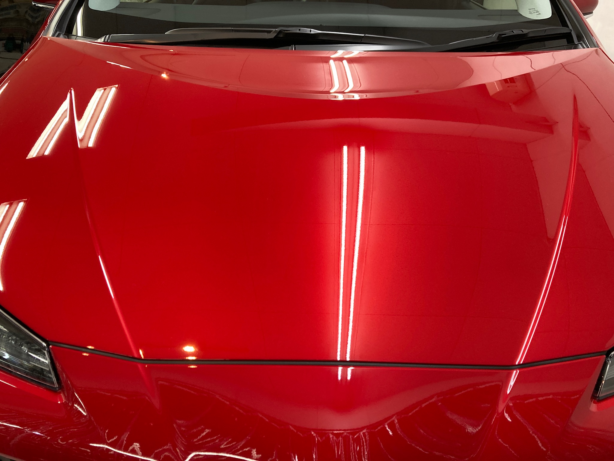 トヨタ・プリウス：ガラスコーティングclass M施工完成写真：ボンネット