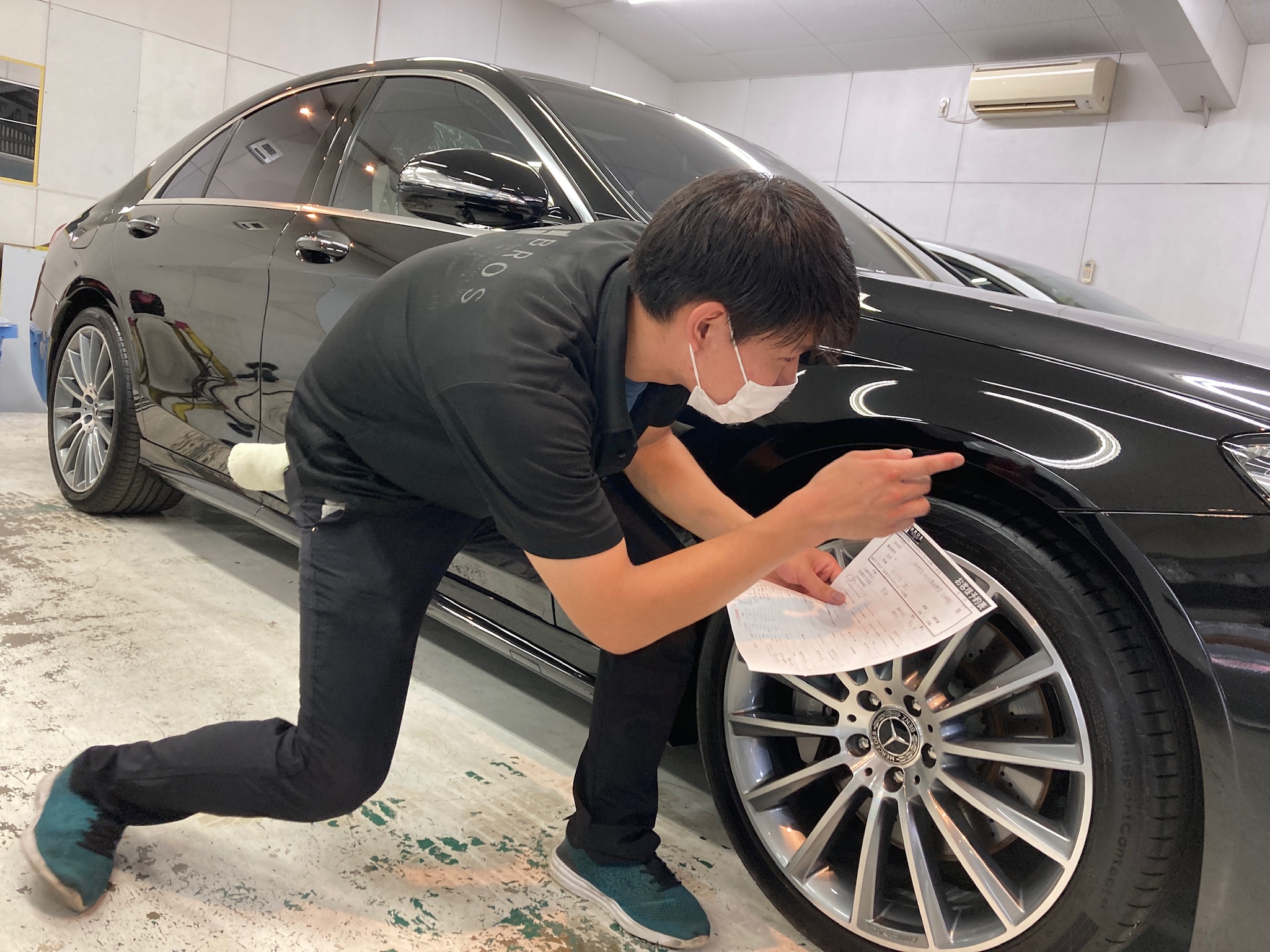 メルセデスベンツ・Sクラス：ガラスコーティングclass M施工写真：チェック