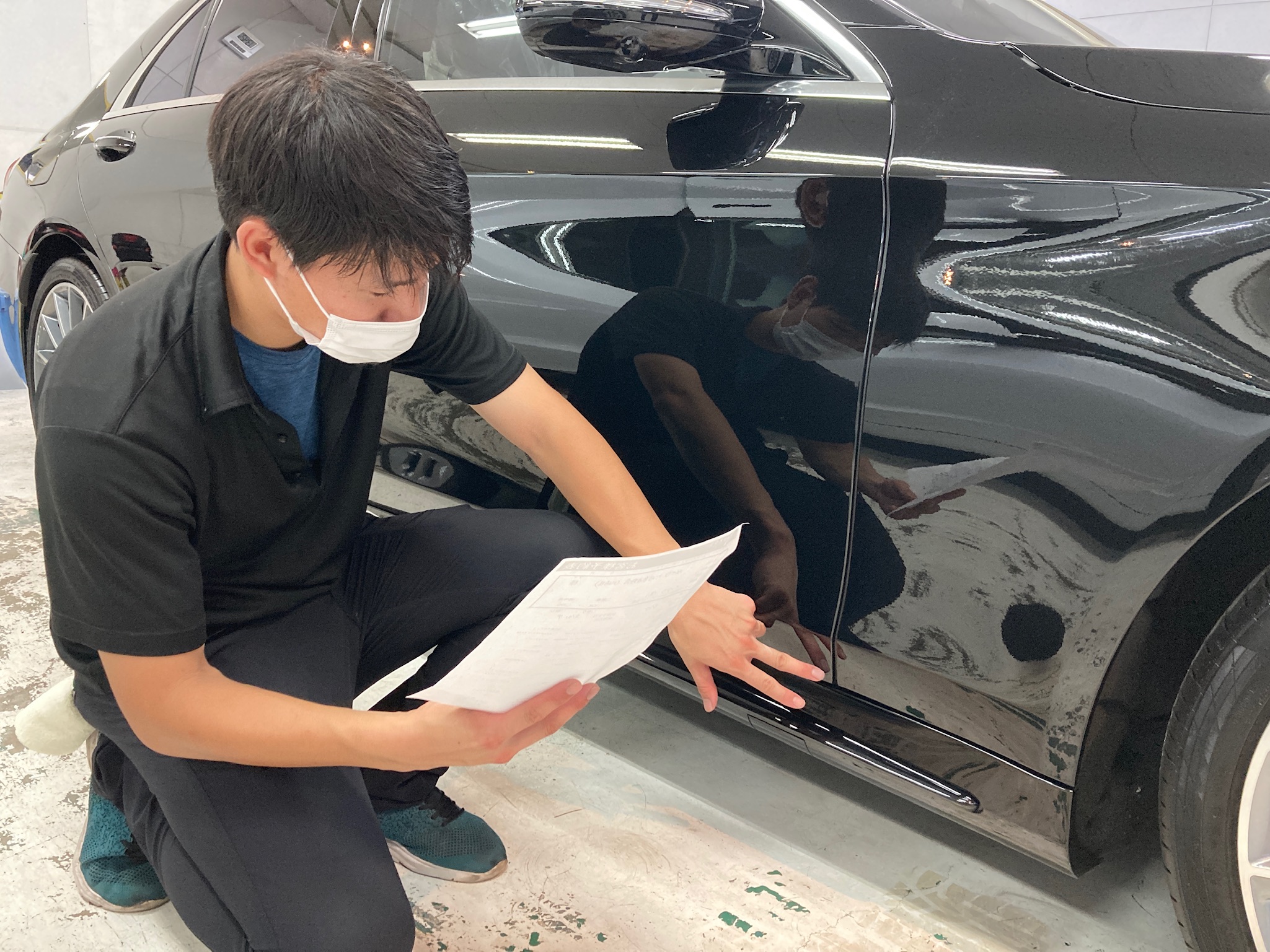 メルセデスベンツ・Sクラス：ガラスコーティングclass M施工写真：チェック２
