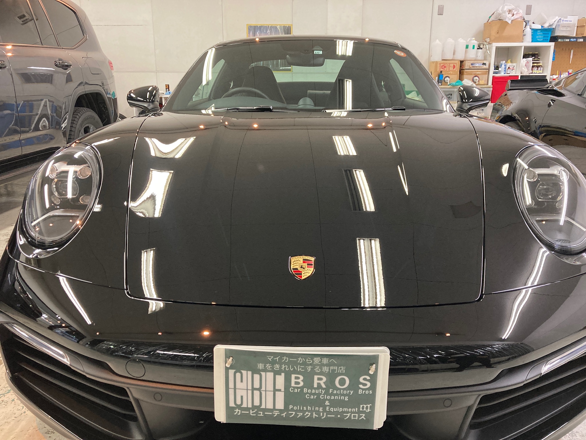 ポルシェ９１１カレラS：カーコーティングMiYUKi施工完成写真：正面