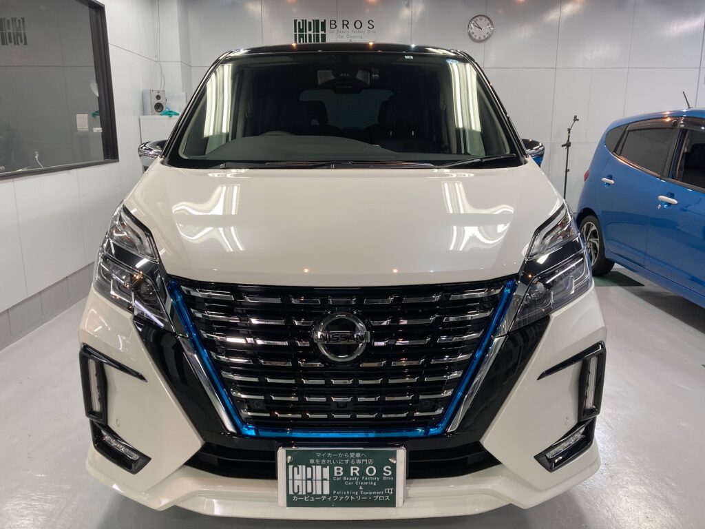 日産・セレナのリアルガラスコートclassM・施工完成写真：正面