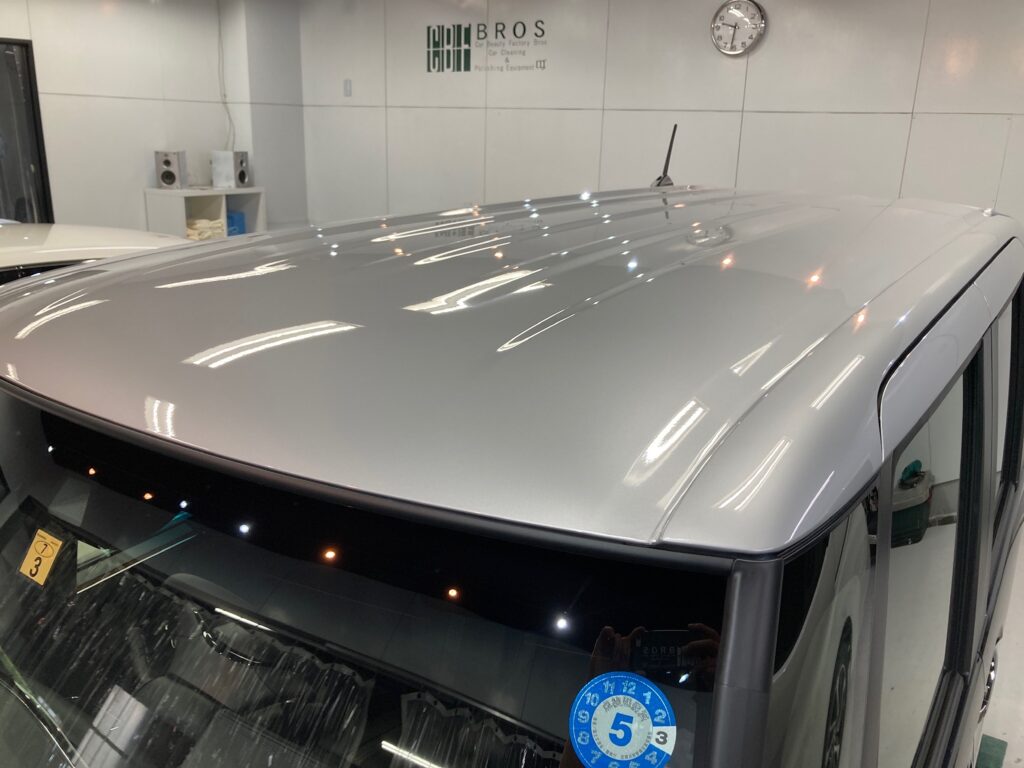 N-BOXのリアルガラスコートclassM施工完成写真：ルーフ