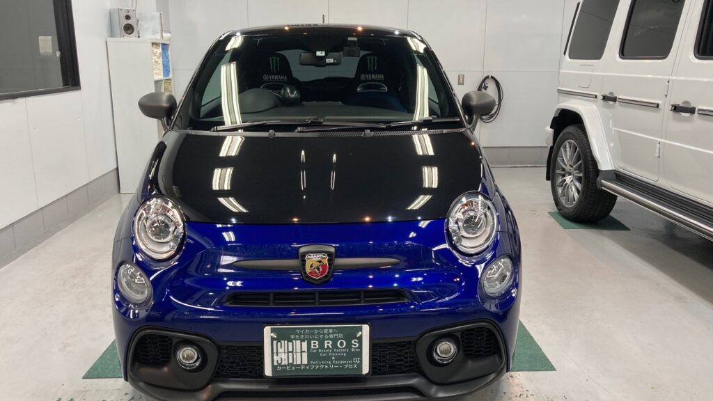 アバルト・５９５リアルガラスコートclassM施工完成写真：ボンネット