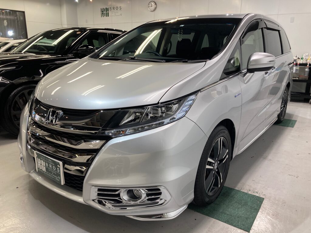 ホンダ・オデッセイ：クラスM施工：施工完成写真：左フロントバンパーの写真