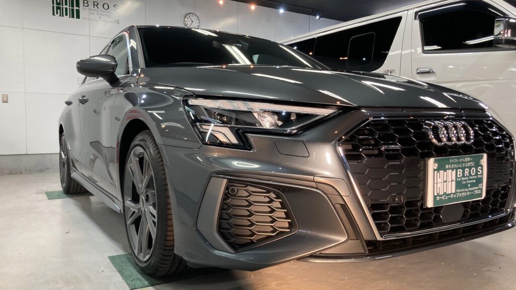 アウディ・A3スポーツバック：クラスM施工：施工完成写真：右フロントバンパーの写真