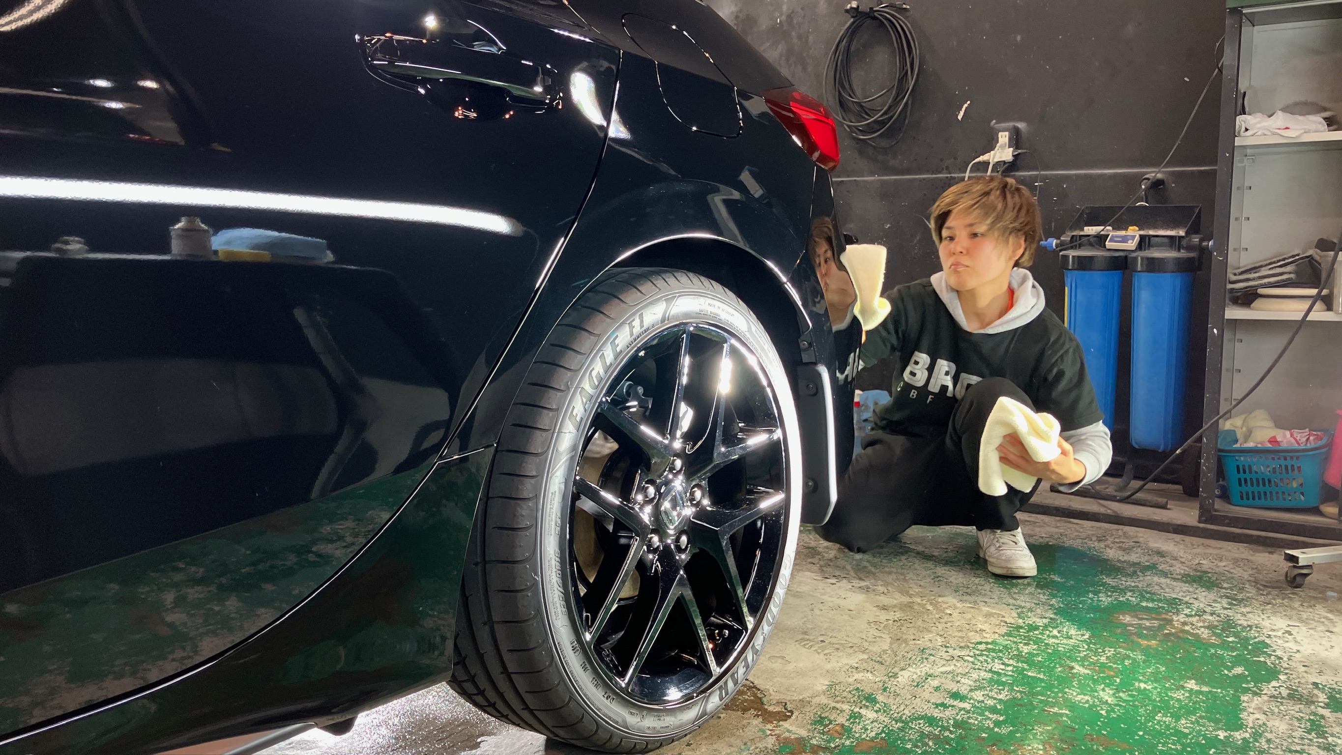 ホンダシビックコーティング拭き上げ