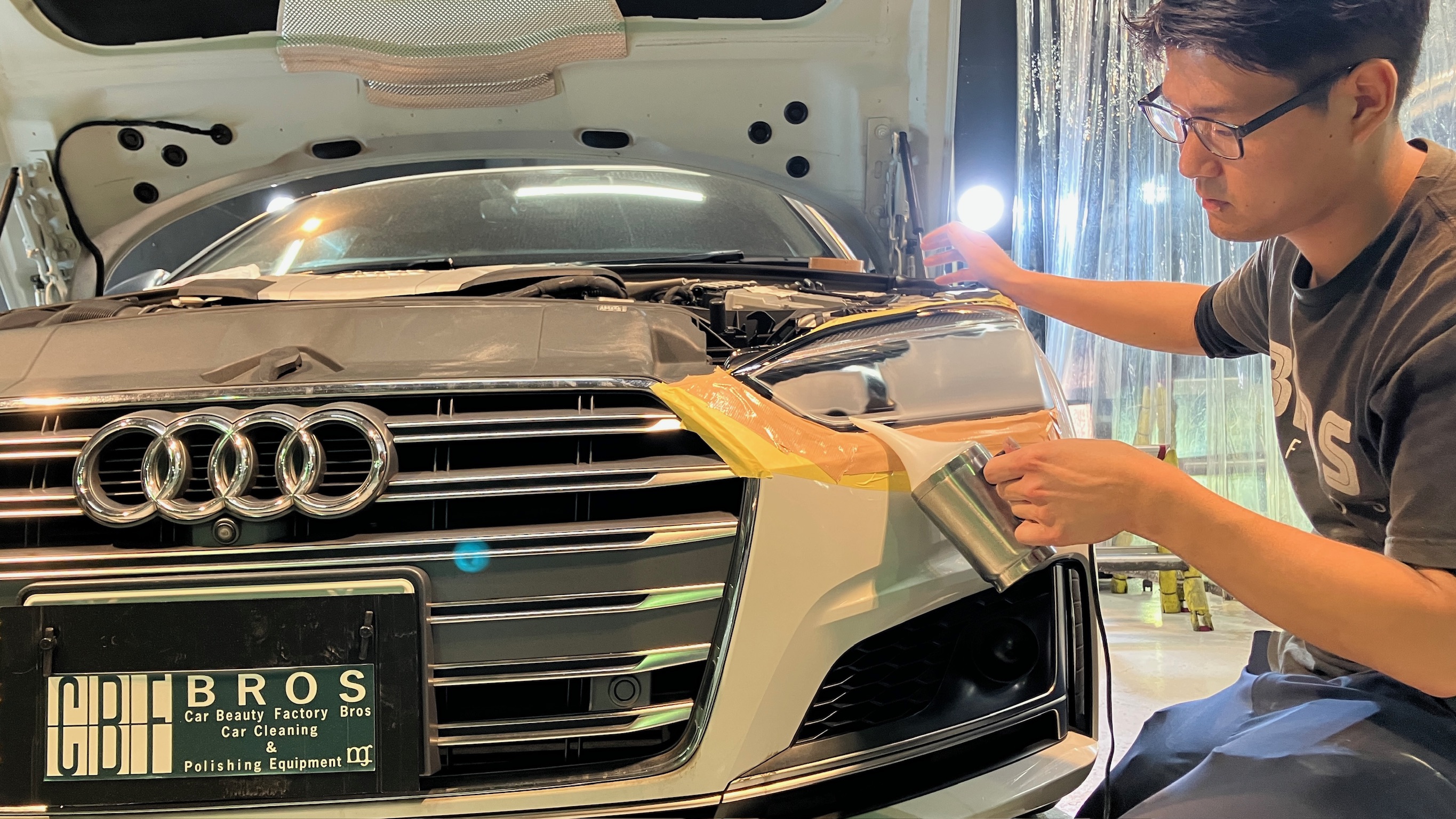 アウディ・A5:ヘッドライトリファイン:施工写真3