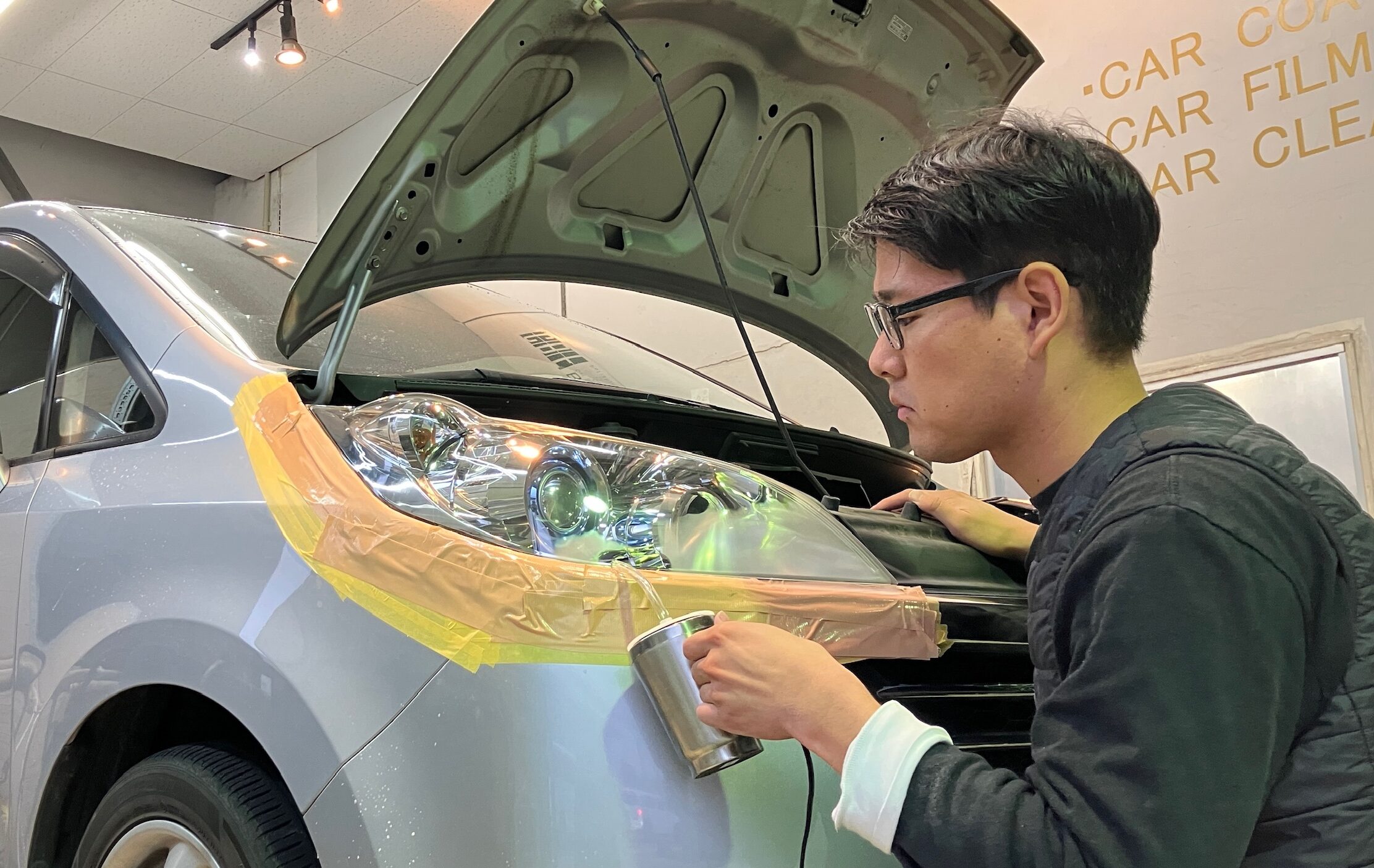 ホンダ・ステップワゴン:ヘッドライトリファイン修復:施工写真2