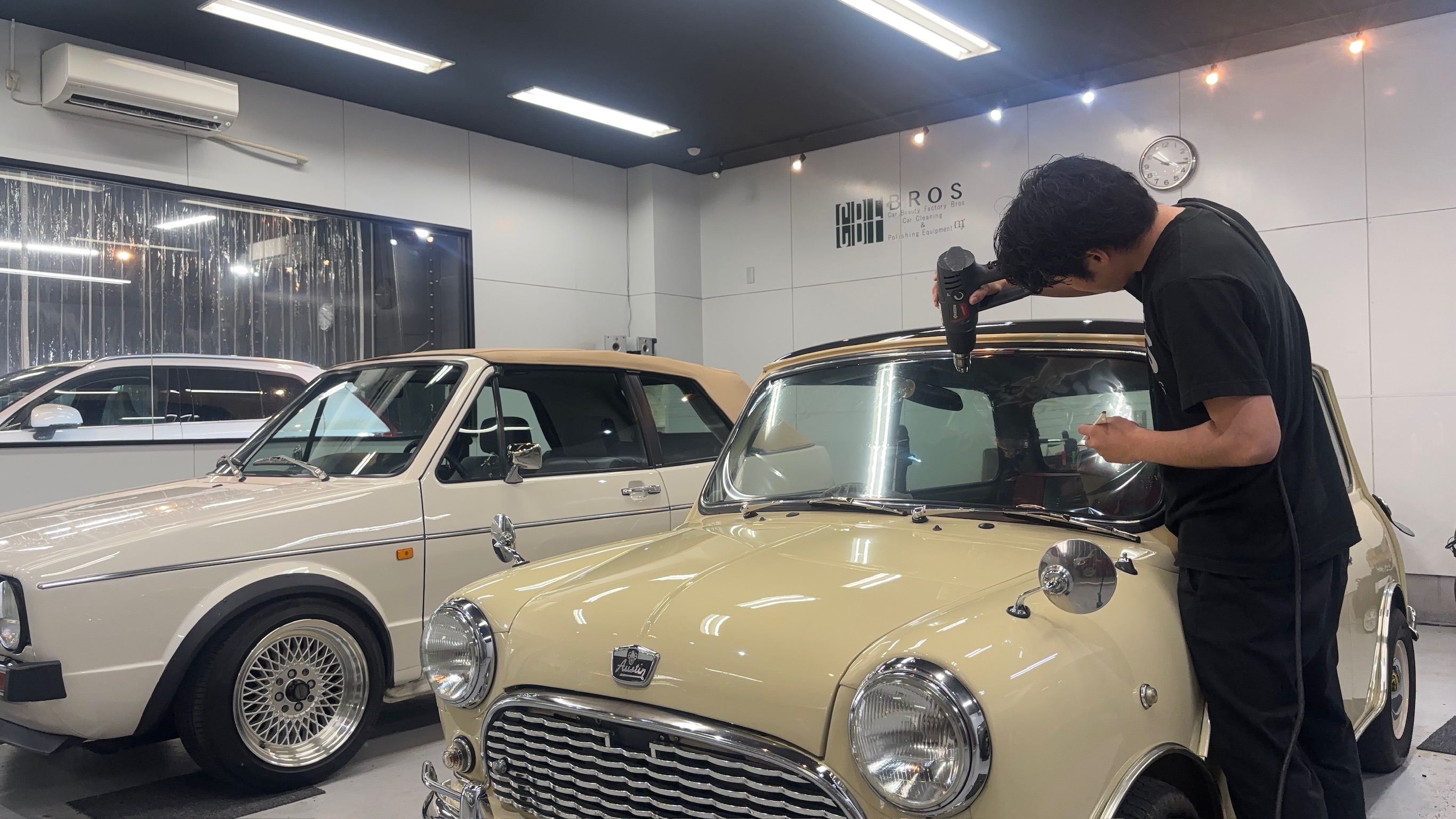 ローバーミニ：断熱カーフィルム施工：施工写真２