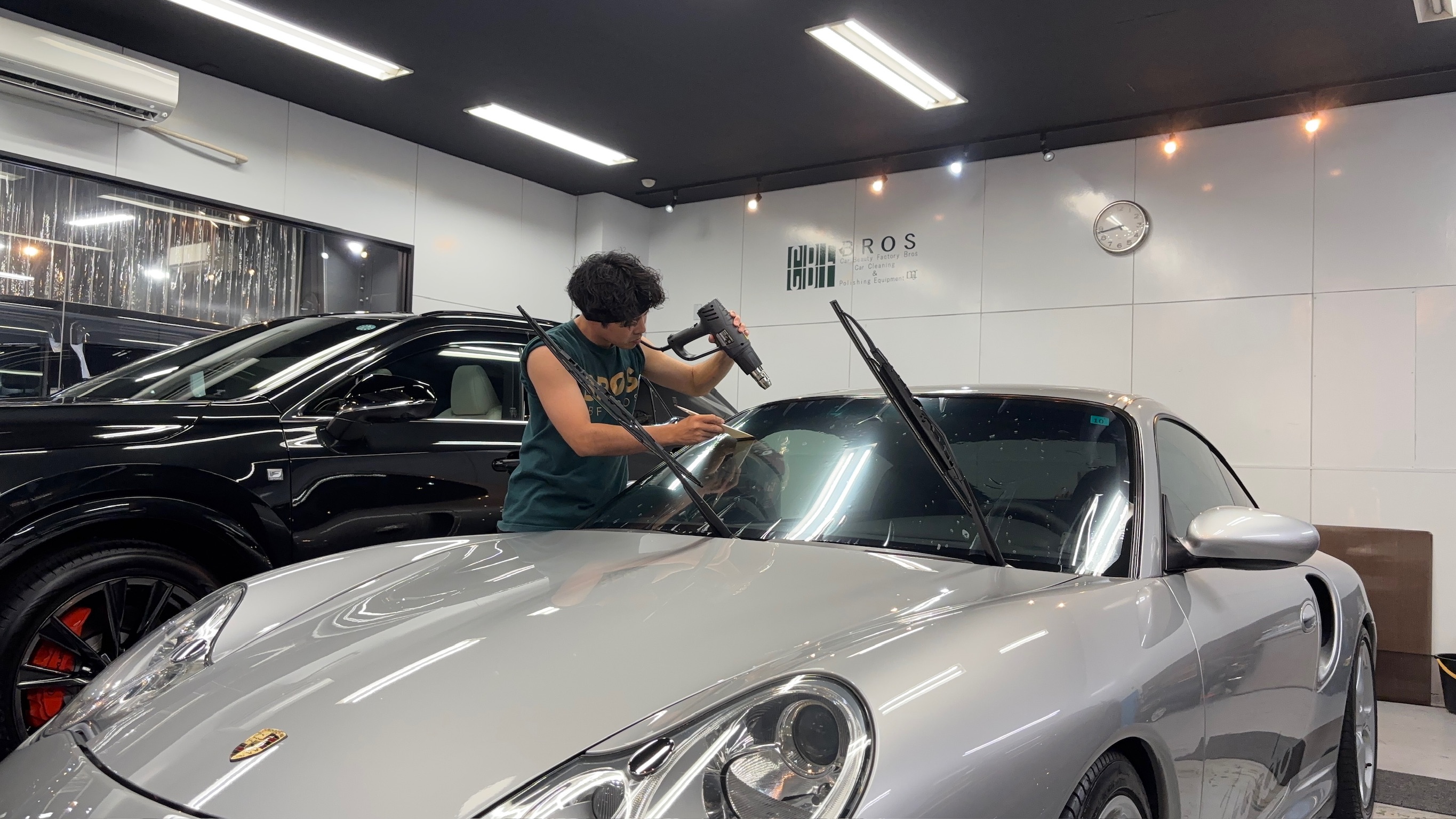 ポルシェ・９9６：断熱カーフィルム施工：施工写真２